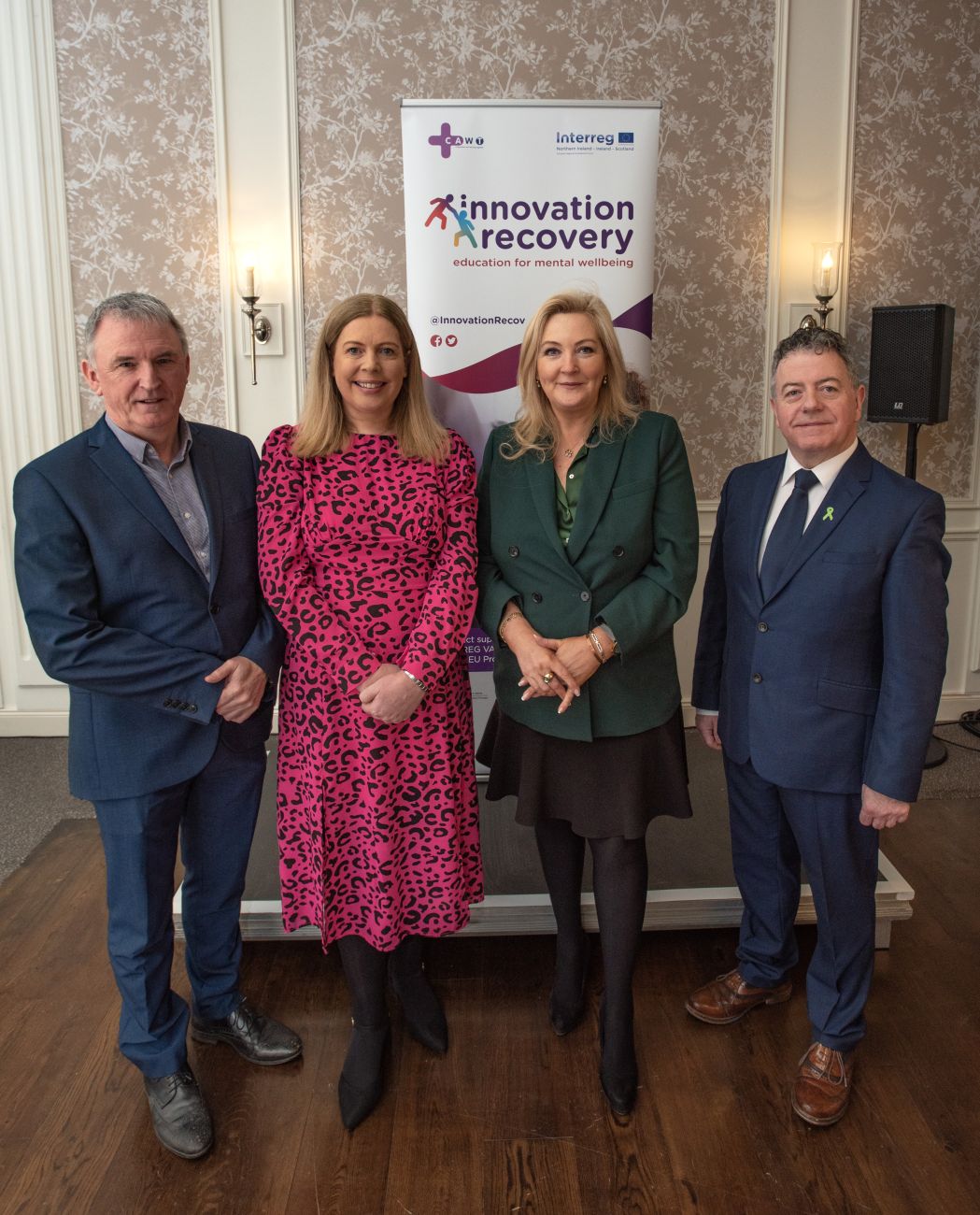 Pictured (L-R) Dermot Monaghan, Chief Officer at Community Healthcare HSE, Cathy McCloskey, Project Manager at CAWT, Gina McIntyre, Chief Executive at SEUPB and John Meehan, CAWT Partnership Project Chair.